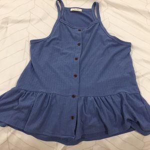 Button front sleeveless peplum blouse